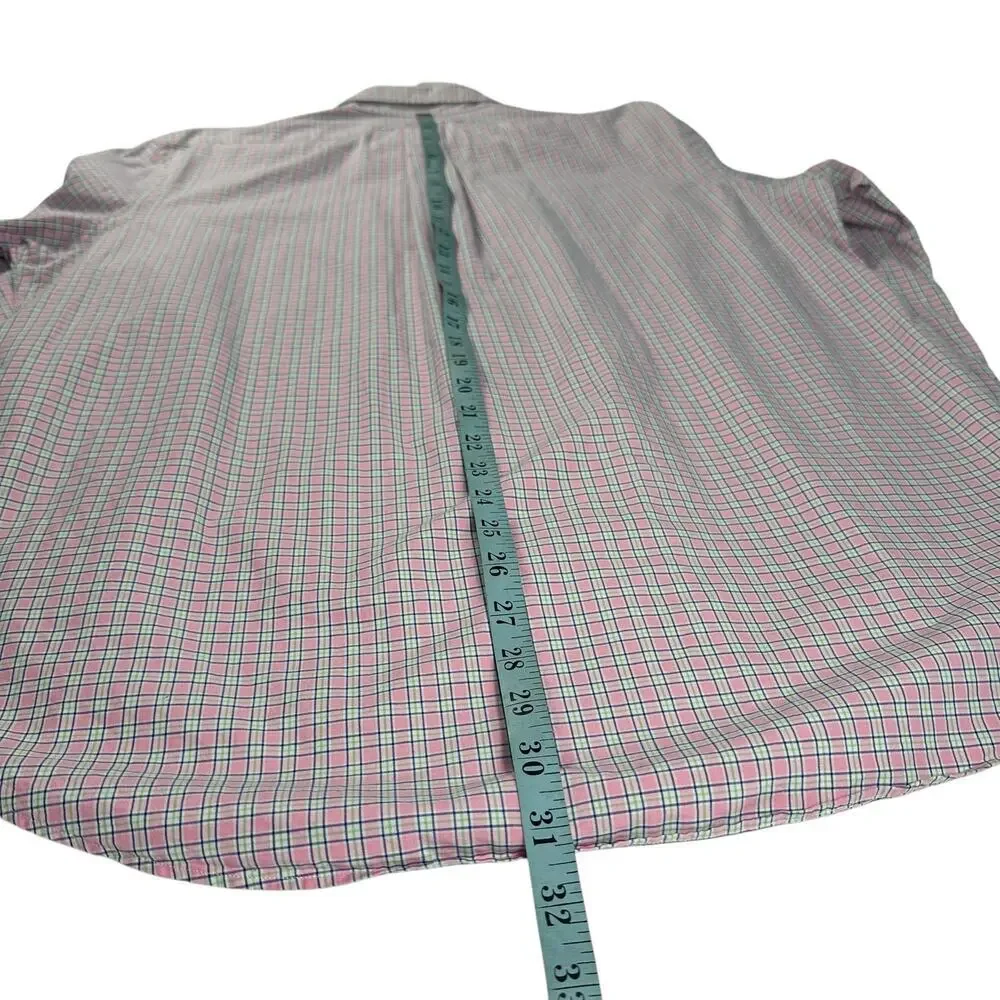 Ralph Lauren Pink Plaid Long Sleeve Button Down Collared Dress Shirt Cotton Sz L